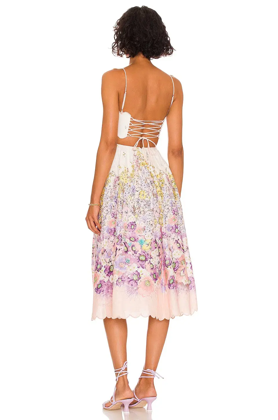 Zimmermann Jude Scallop Midi Dress Peach Gradient Floral Size 1 / Au 8 - Image 3