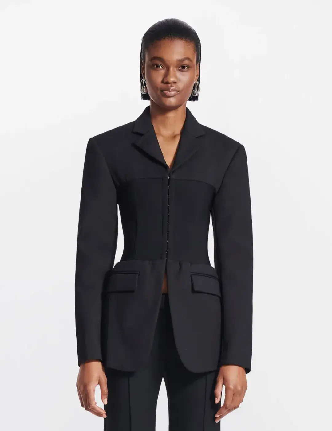 Dion Lee Hook Eye Tube Blazer Black Size 6 for rent on The Volte - main image