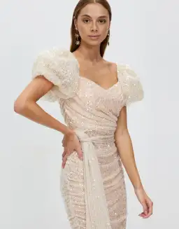 Bariano Powder Puff Sleeve Mini Dress Sequin Size 8 for rent on The Volte - image 3