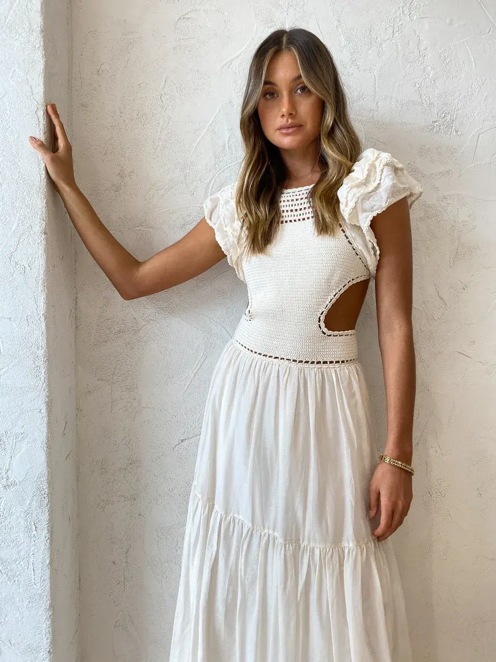 Magali Pascal Lottie Maxi Dress Ivory Size 8 for rent on The Volte - main image