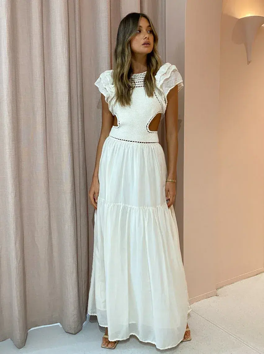 Magali Pascal Lottie Maxi Dress Ivory Size 8 for rent on The Volte - main image