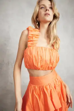Aje Medina Crop & Skirt Set Orange Size 6