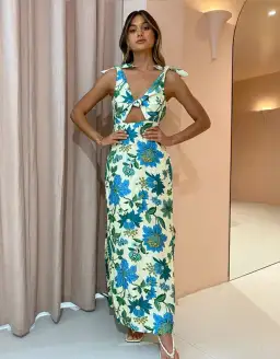 Sir the Label Alexandre Tie Midi Dress Marguerite Print Size 1