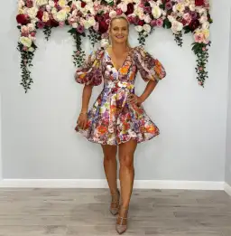 Zimmermann Prima Balloon Sleeve Belted Mini Dress Floral Size 1 /  Au 10