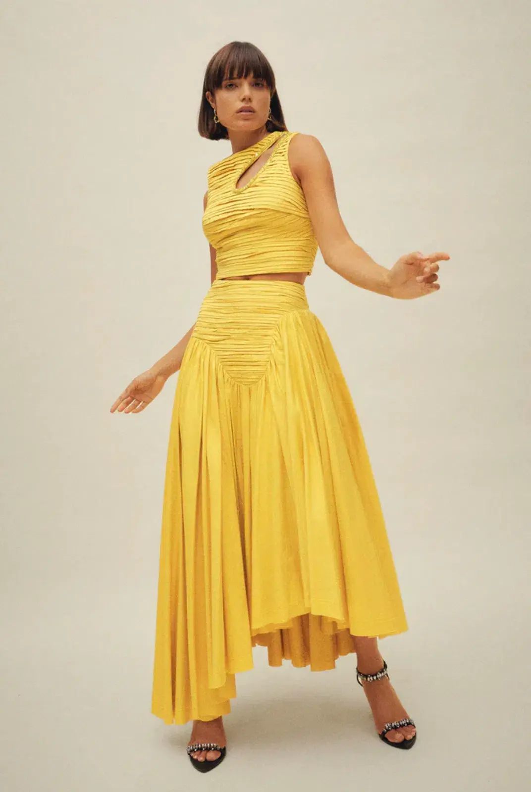 Aje The Jolie Asymmetric Cut Out Set Size 8 Sun Shower Yellow Size 8 for rent on The Volte - main image
