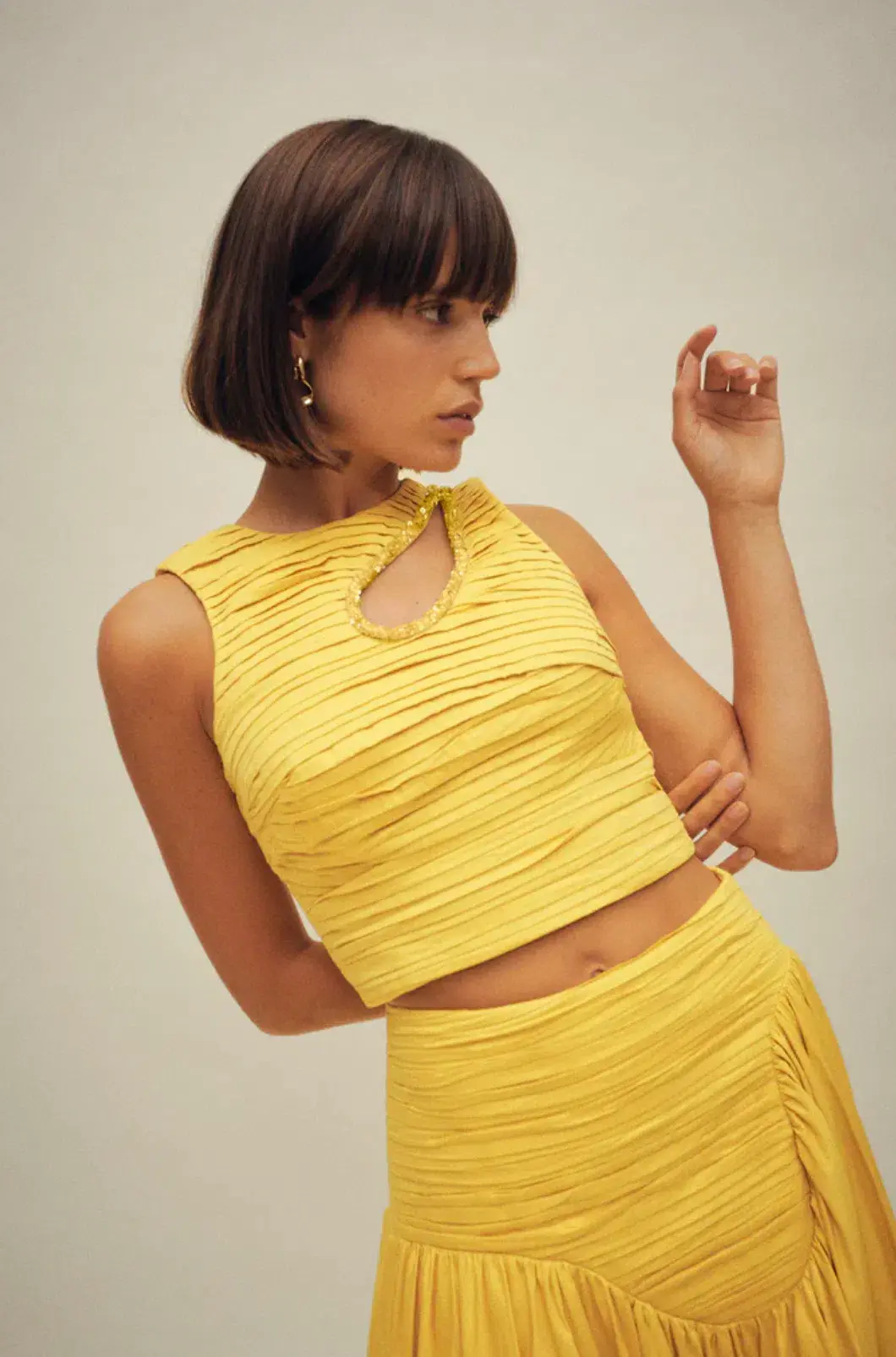 Aje The Jolie Asymmetric Cut Out Set Size 8 Sun Shower Yellow Size 8 for rent on The Volte - main image