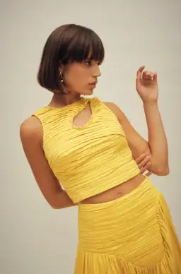 Aje The Jolie Asymmetric Cut Out Set Size 8 Sun Shower Yellow Size 8 for rent on The Volte - image 4