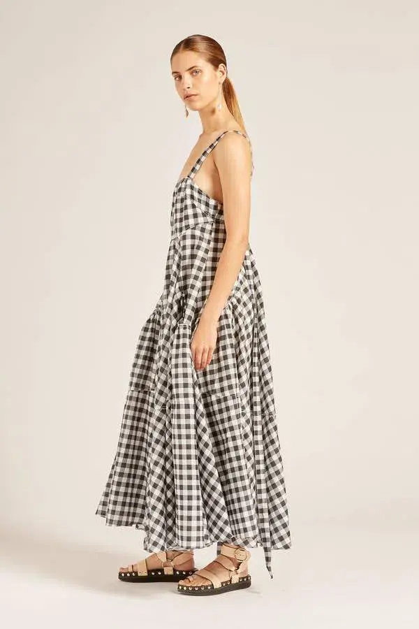 Lee Mathews Clara Sun Midi Dress Black Size 8 for rent on The Volte - main image