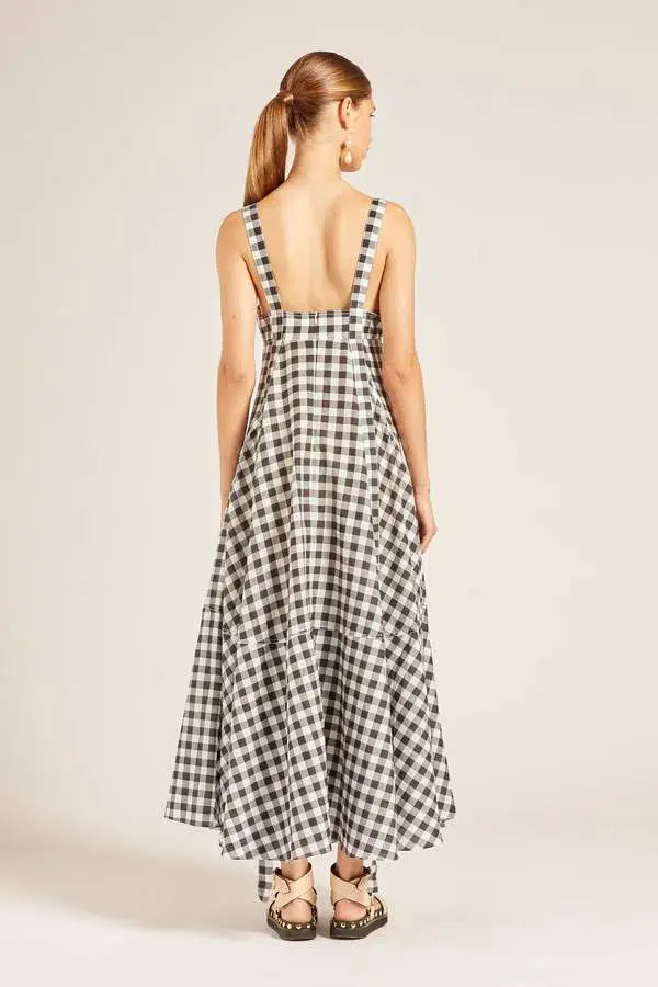 Lee Mathews Clara Sun Midi Dress Black Size 8 for rent on The Volte - main image