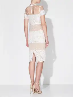 Love Honor Ava Lace Midi Dress White Nude Size 8