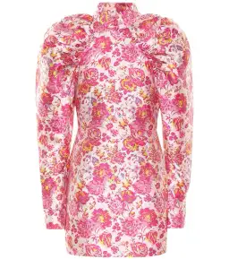 Rotate By Birger Christensen Button-detailed Ruched Floral-jacquard Mini Dress In Multi Size 8