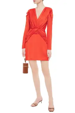 Nicholas Gathered Mini Dress Orange Size 8