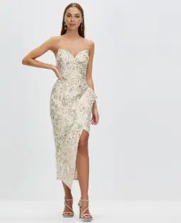 Bariano Adelina Metallic Midi Dress Gold Size 10 for rent on The Volte - image 1