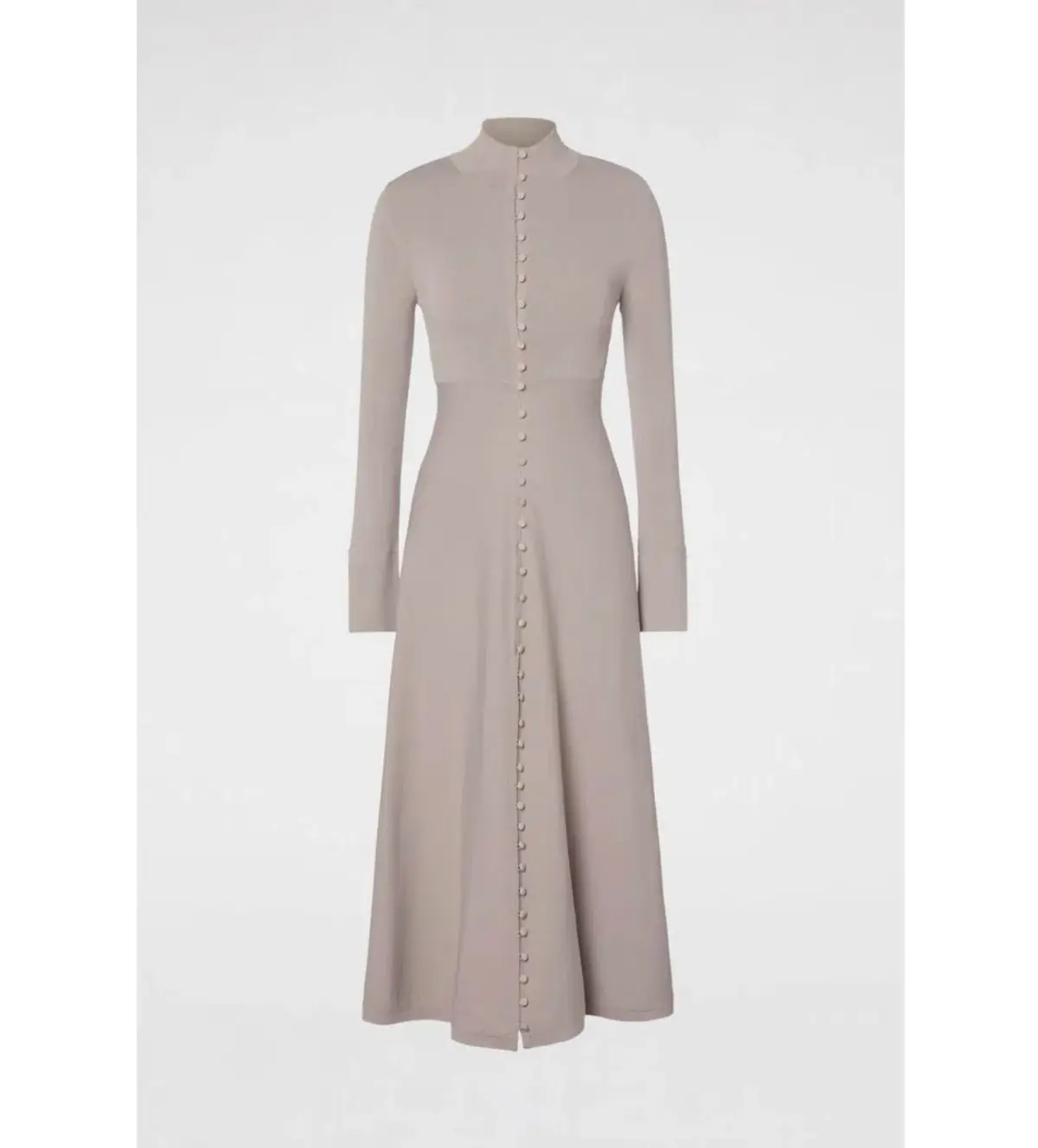 Scanlan Theodore Crepe Knit Button Dress Oyster Size 8  - Image 3