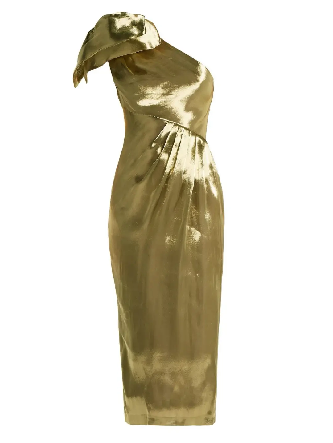 Maria Lucia Hohan Alya One Shoulder Dress Gold Size 10 for rent on The Volte - main image
