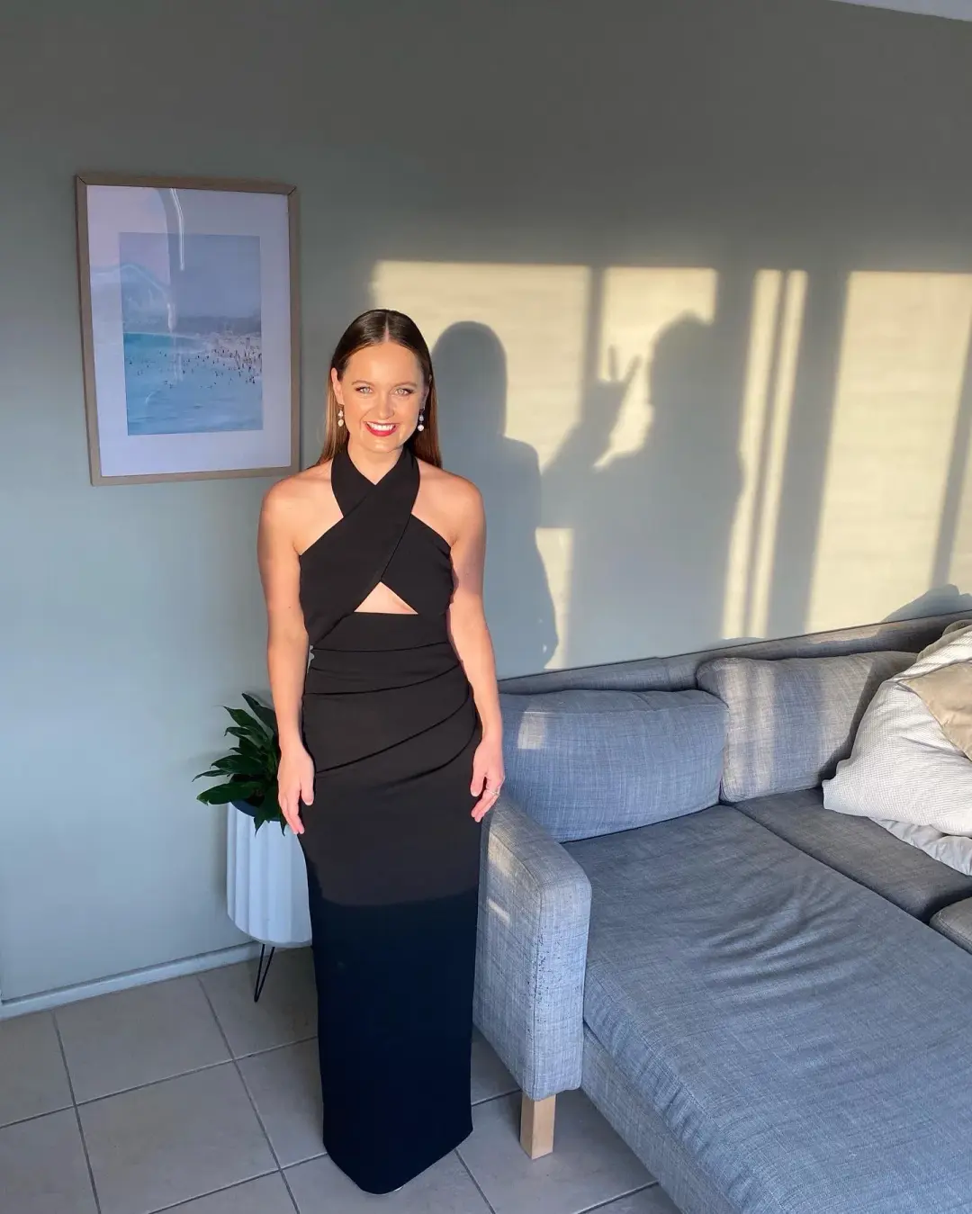 Misha Atta Bonded Crepe Gown Black Size 8 for rent on The Volte - main image