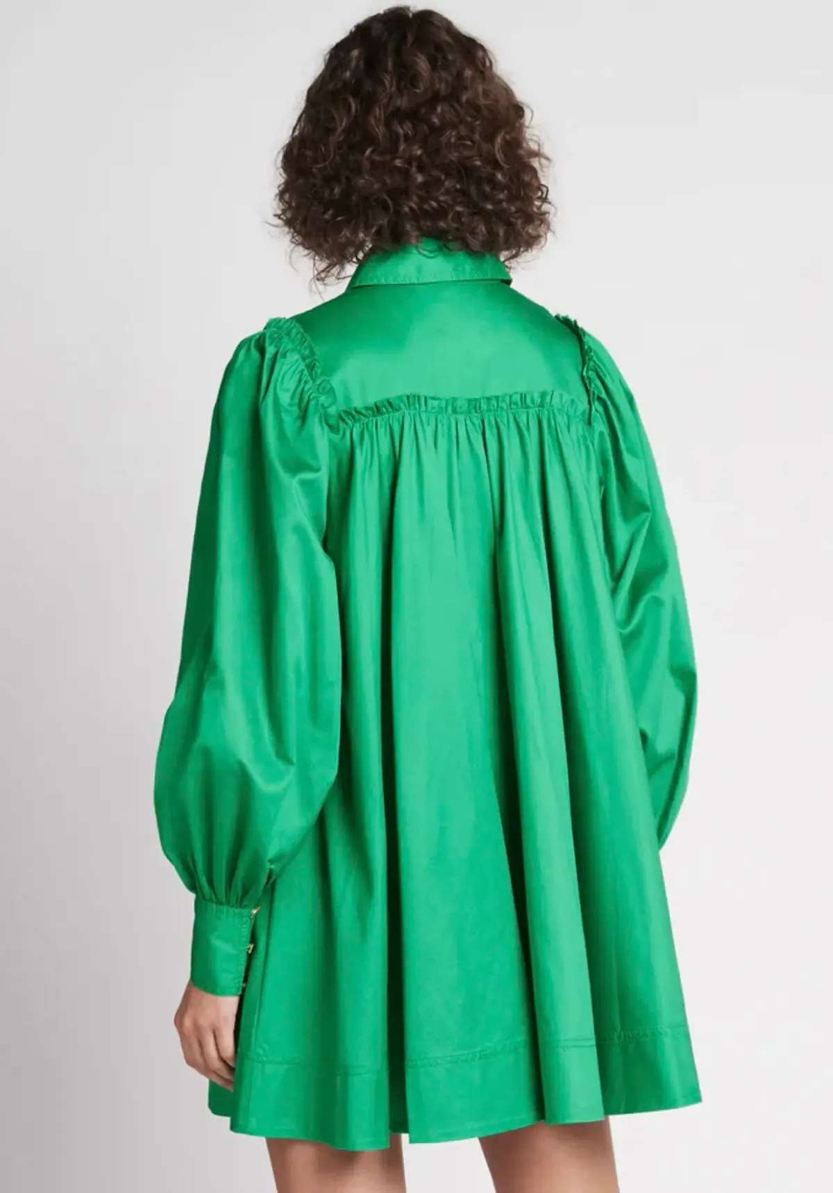 Aje Tidal Tucked Smock Mini Dress Green Size 8 - Image 3