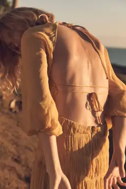 Shona Joy Iris Cut Out Backless Midi Dress Saffron Yellow Size 10 for rent on The Volte - image 5