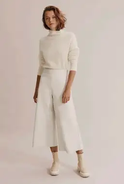 Country Road Luxurious Leather Culotte Pants White Size AU 14