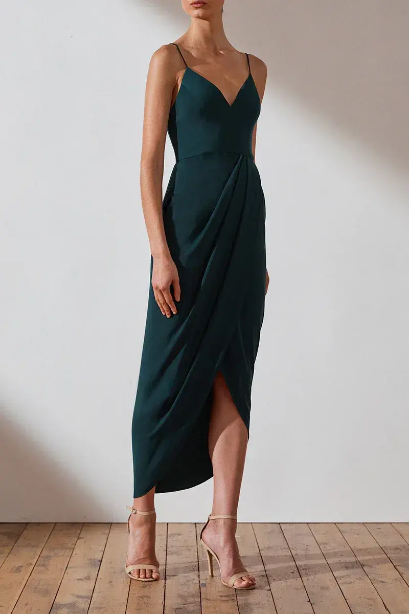 Shona Joy Core Cocktail Dress in Seaweed Green Size 8 - Image 3