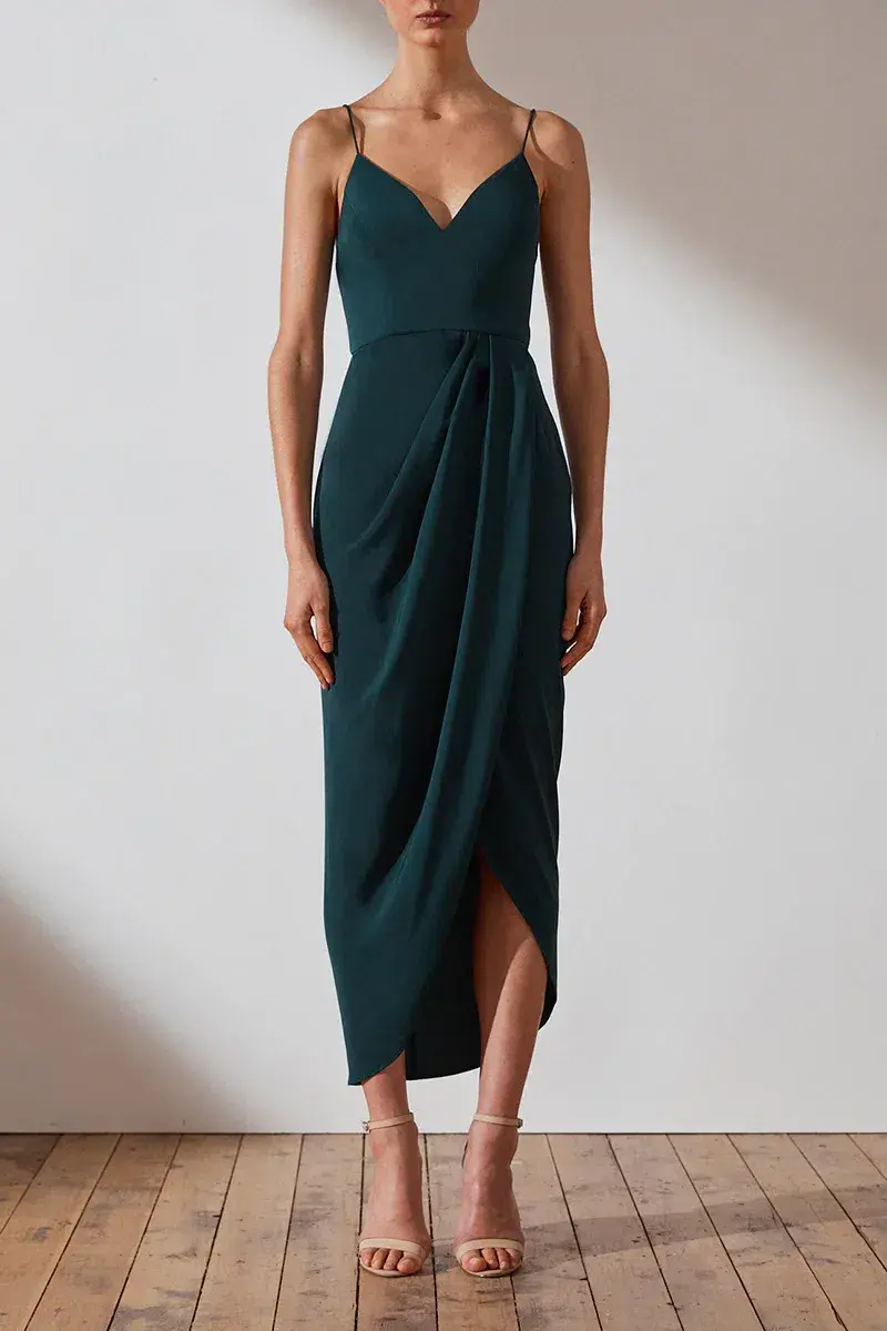 Shona Joy Core Cocktail Dress in Seaweed Green Size 8 - Image 2