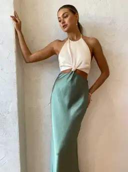 Bec and Bridge The Carrie Halter Dress Sage Green/Cream Size 6 for rent on The Volte - image 1