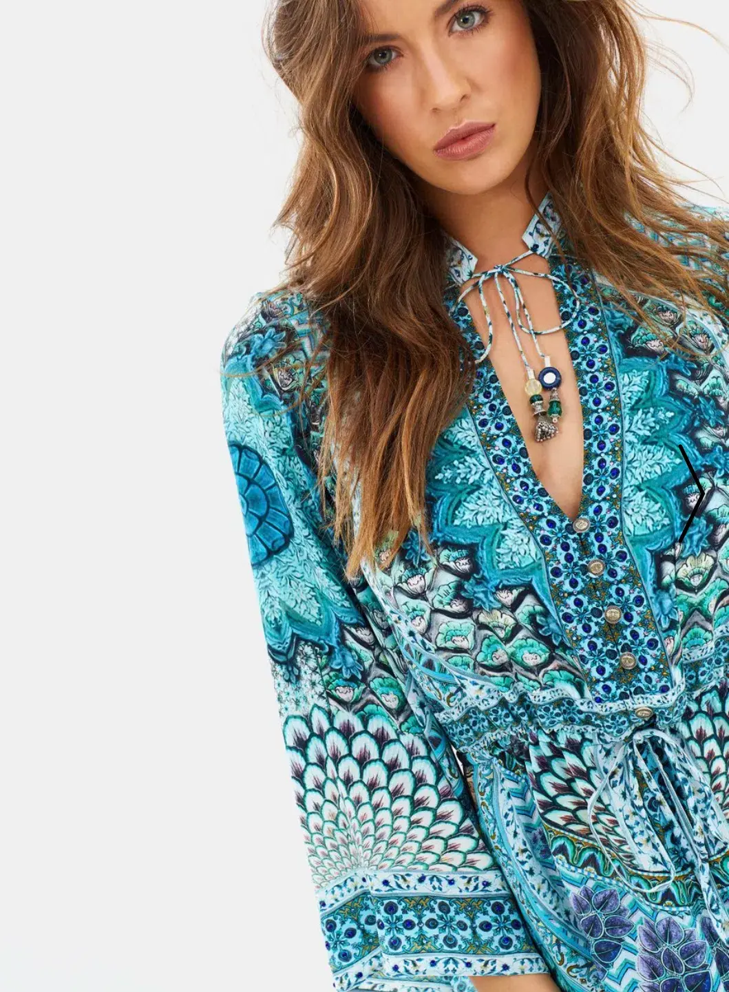 Camilla Drawstring Button Up Dress Turn On The Charm Print Size L for rent on The Volte - main image