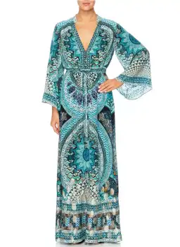 Camilla Drawstring Button Up Dress Turn On The Charm Print Size L for rent on The Volte - image 11