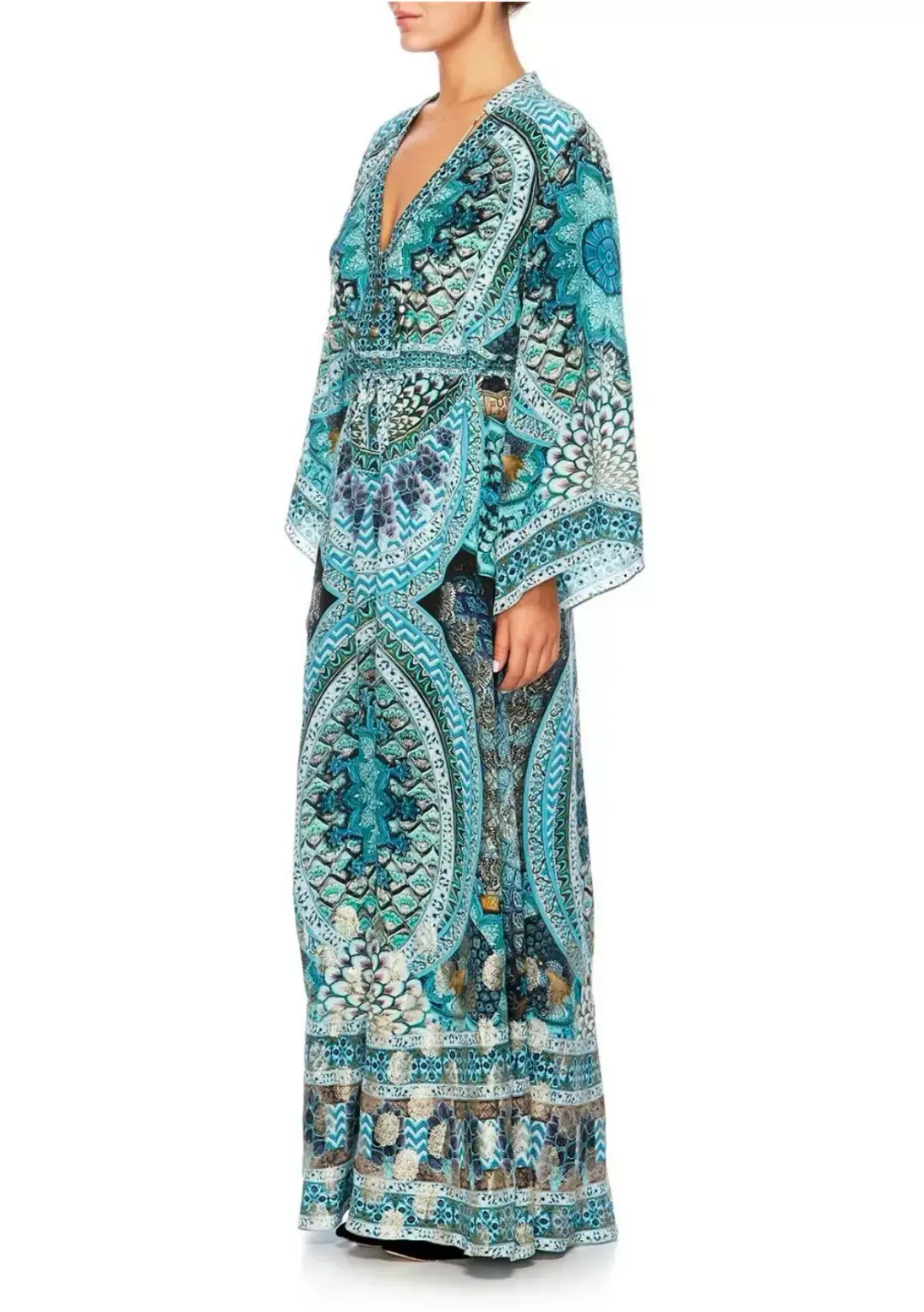 Camilla Drawstring Button Up Dress Turn On The Charm Print Size L for rent on The Volte - main image