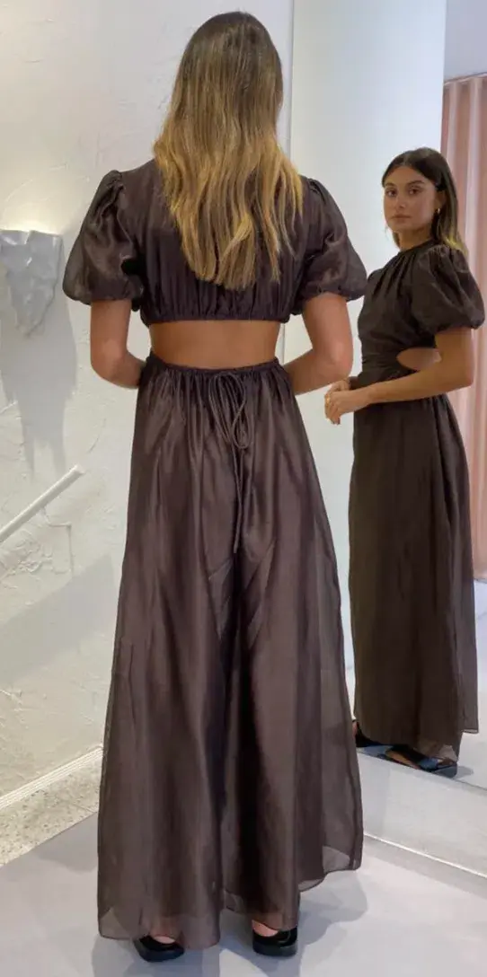 Sir the Label Anje Puff Sleeve Gown Brown Size 1 for rent on The Volte - main image