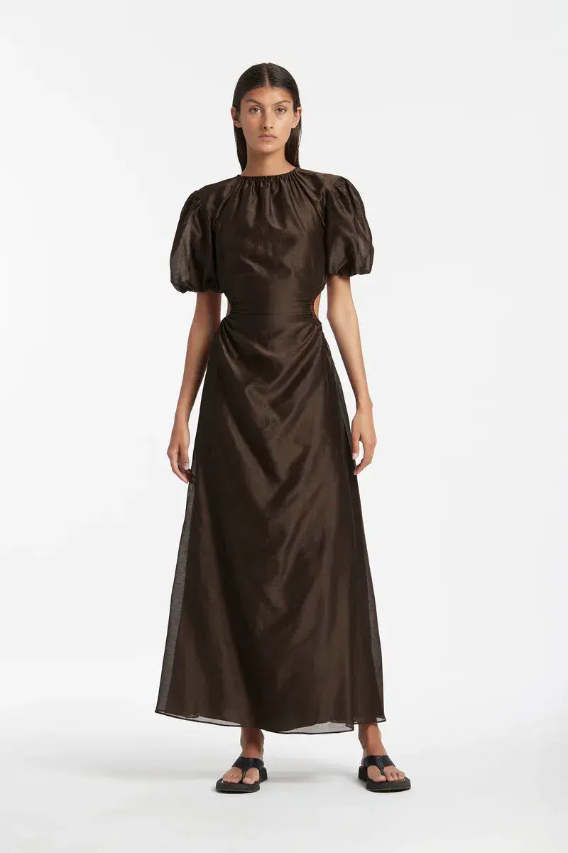 Sir the Label Anje Puff Sleeve Gown Brown Size 1 for rent on The Volte - main image