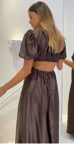 Sir the Label Anje Puff Sleeve Gown Brown Size 1 for rent on The Volte - image 3