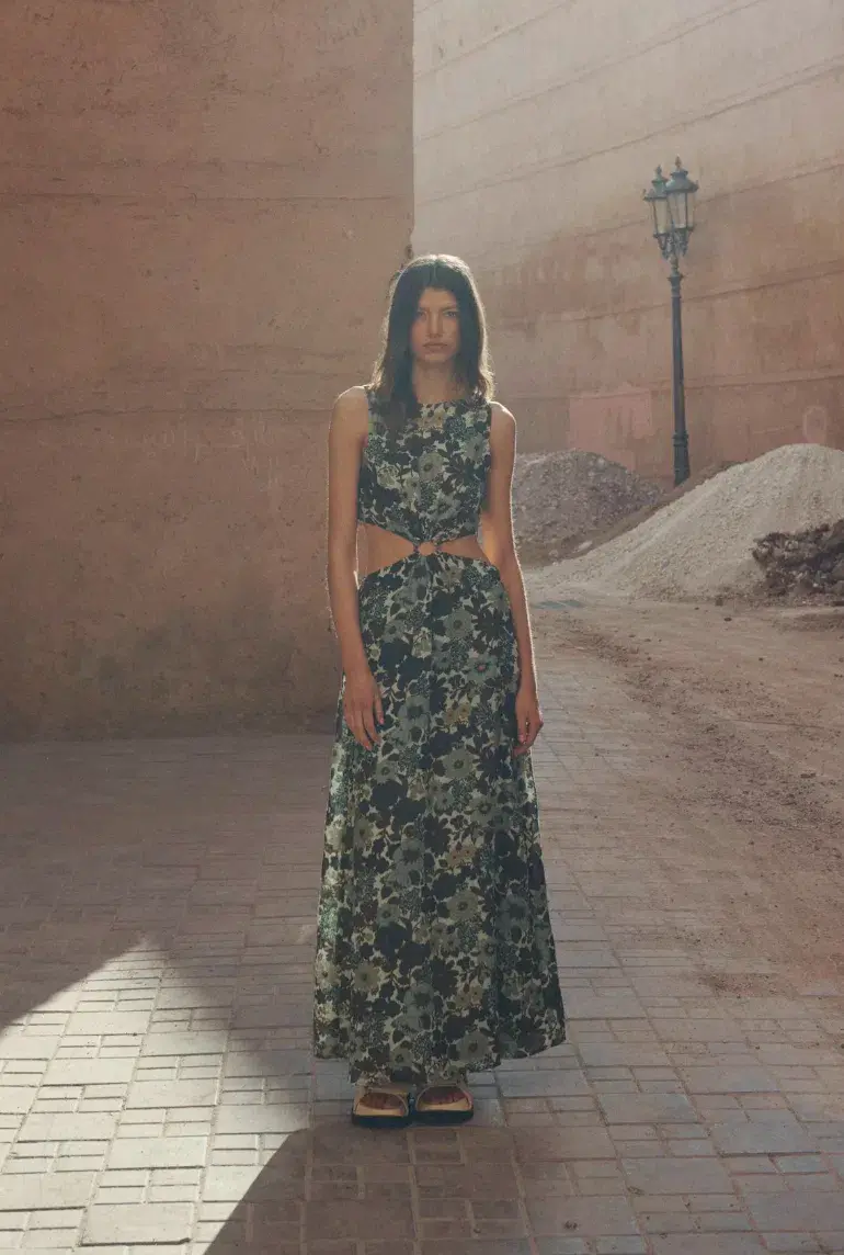 Sir the Label Constantine Cut Out Midi Dress Print Size AU 10 for rent on The Volte - main image