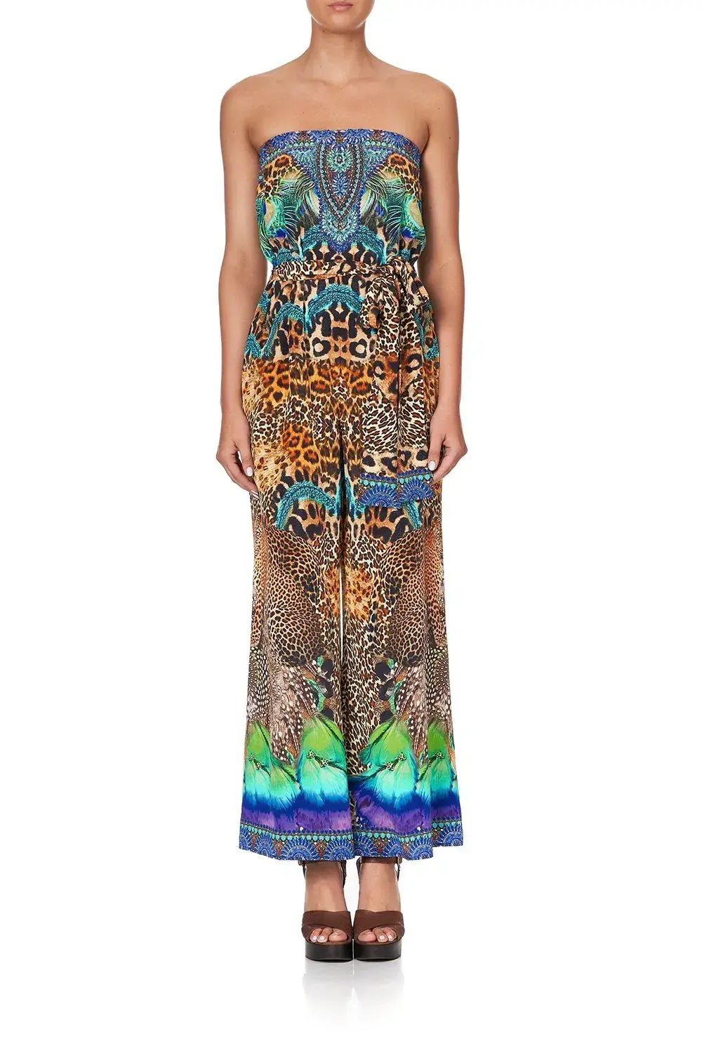Camilla Mother Xanadu Tie Waist Strapless Jumpsuit Print Size XL for rent on The Volte - main image
