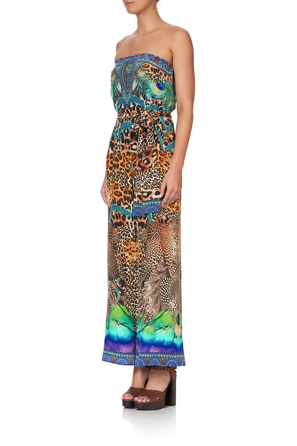 Camilla Mother Xanadu Tie Waist Strapless Jumpsuit Print Size XL for rent on The Volte - main image