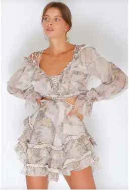 IXIAH Masaai Long Sleeve Cut Out Mini Dress Print Size 8