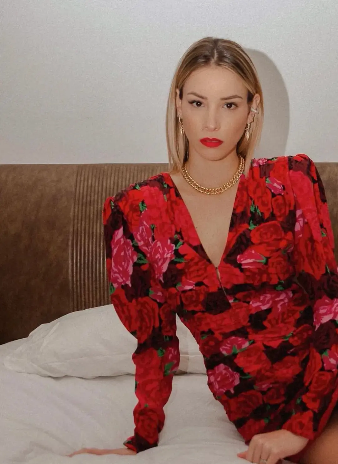 MAGDA BUTRYM Silk V Neck Dress Floral Print for rent on The Volte - main image