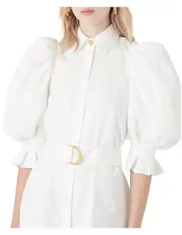 Aje Eucalypt Puff Sleeve Shirt Dress White Size 8 for rent on The Volte - image 2