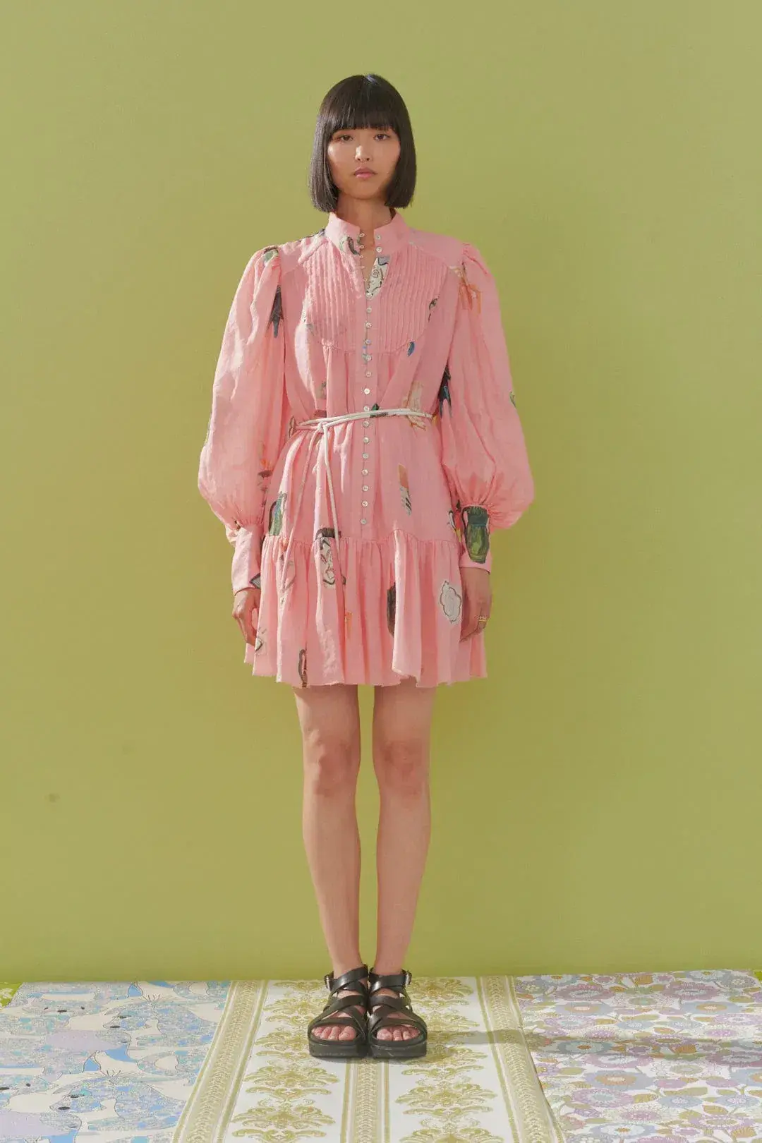 Alemais Cleo Smock Mini Dress Pink Size 10 for rent on The Volte - main image