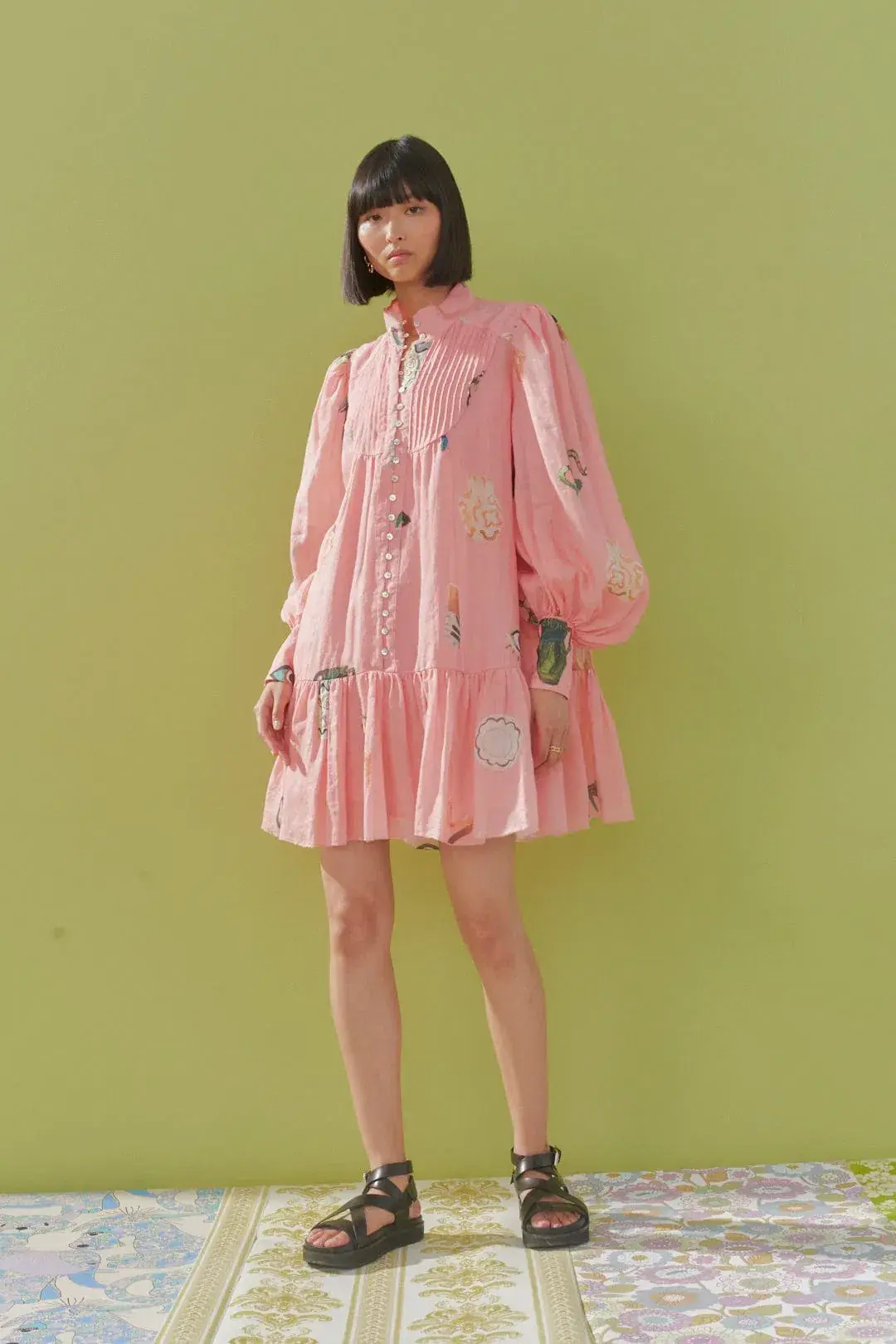 Alemais Cleo Smock Mini Dress Pink Size 10 for rent on The Volte - main image