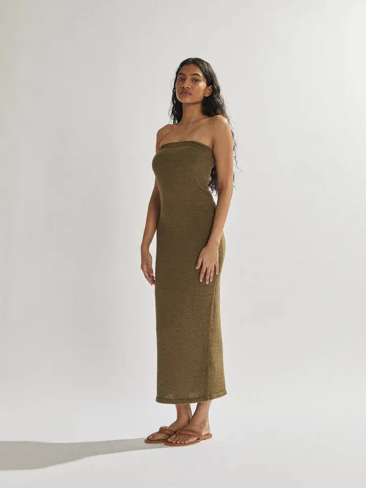 One Mile the Label Cora Maxi Dress Khaki Size S - Image 2