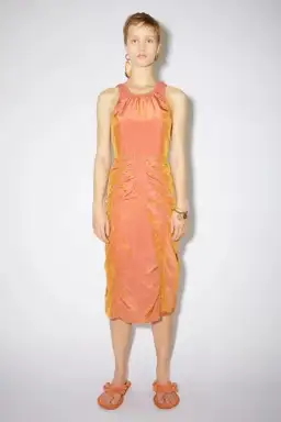 Acne Studios Iridescent Ruched Midi Dress Orange Size 36 / Au 8 for rent on The Volte - image 2