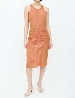 Acne Studios Iridescent Ruched Midi Dress Orange Size 36 / Au 8 for rent on The Volte - image 1