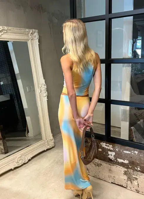 With Harper Lu Sunset Orb Maxi Set Print Size 6 for rent on The Volte - main image