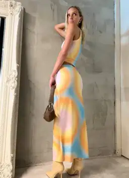 With Harper Lu Sunset Orb Maxi Set Print Size 6 for rent on The Volte - image 2