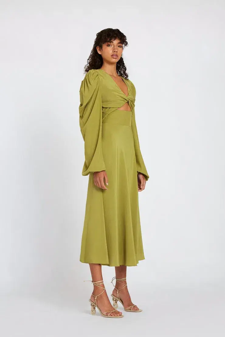 By Johnny Emily Twist Midi Dress Green Size 6 for rent on The Volte - main image