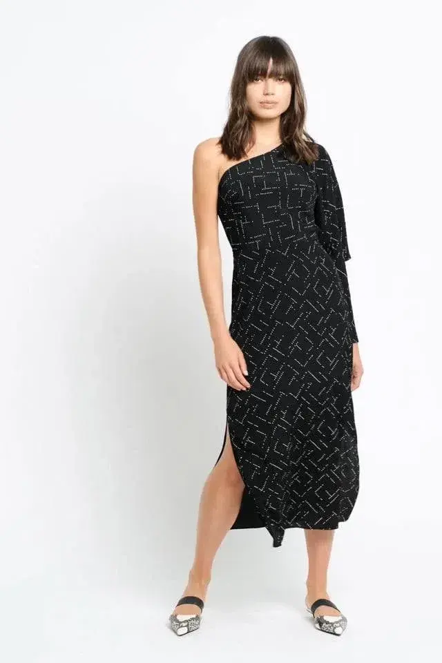 Sass & Bide Space Oddity One Shoulder Dress Black Size 8 for rent on The Volte - main image