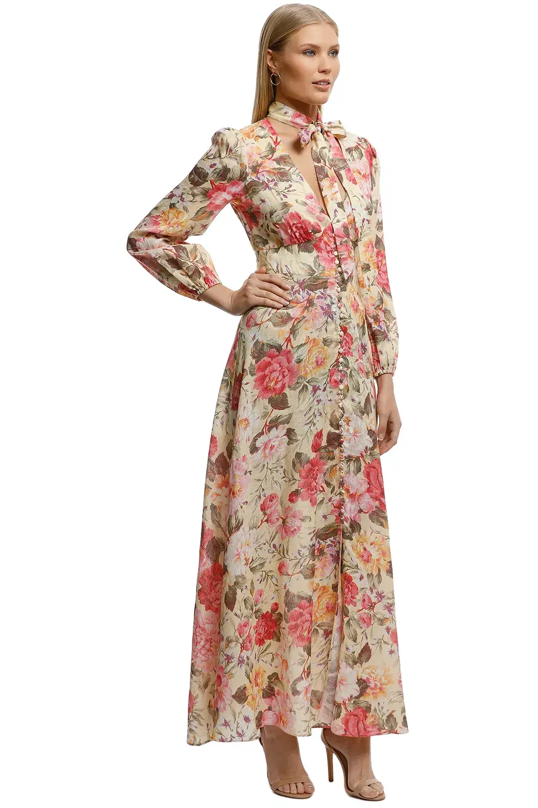 Zimmermann The Honour Plunge Long Dress Print Size 8 for rent on The Volte - main image
