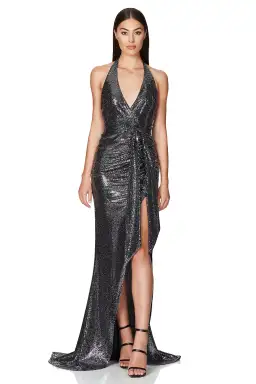 Nookie Bellagio Metallic Gown Black Size S
