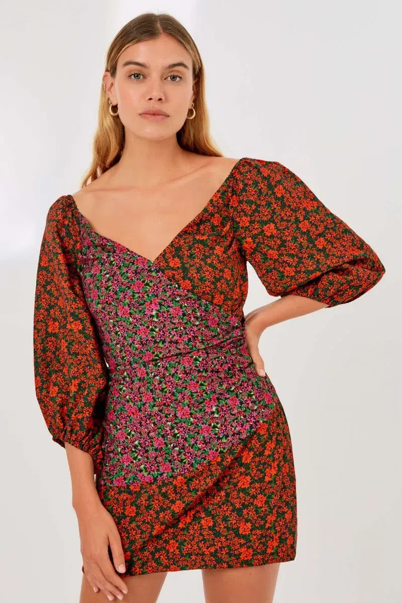 Finders Keepers Yasmin Long Sleeve Mini Dress Black Blossom Print Size 4 for rent on The Volte - main image
